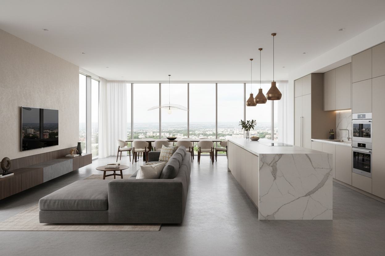 Living și bucătărie open space